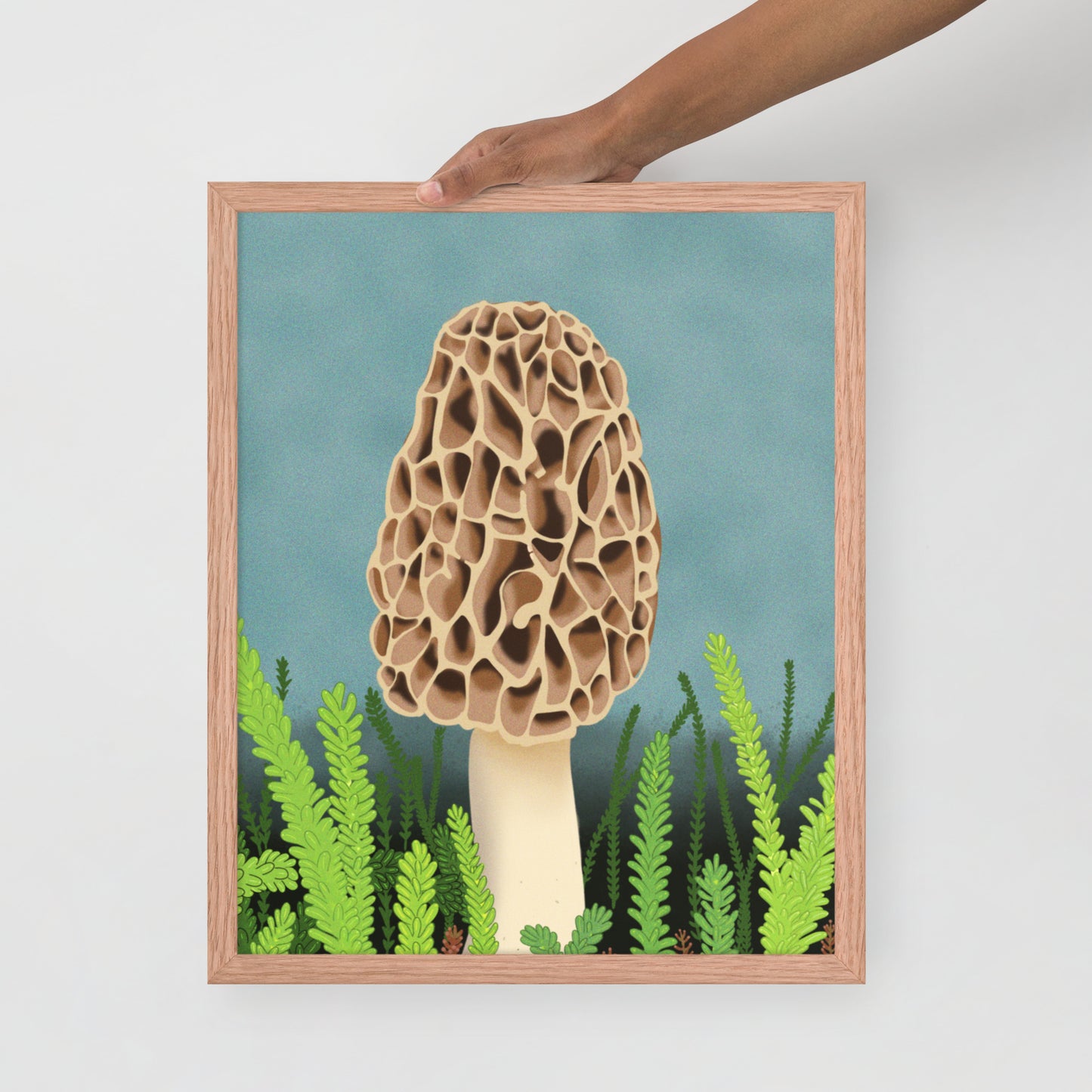 Morel Mushroom Wall Art | Hand-Painted Forest Fungi Print | Woodland Home Décor