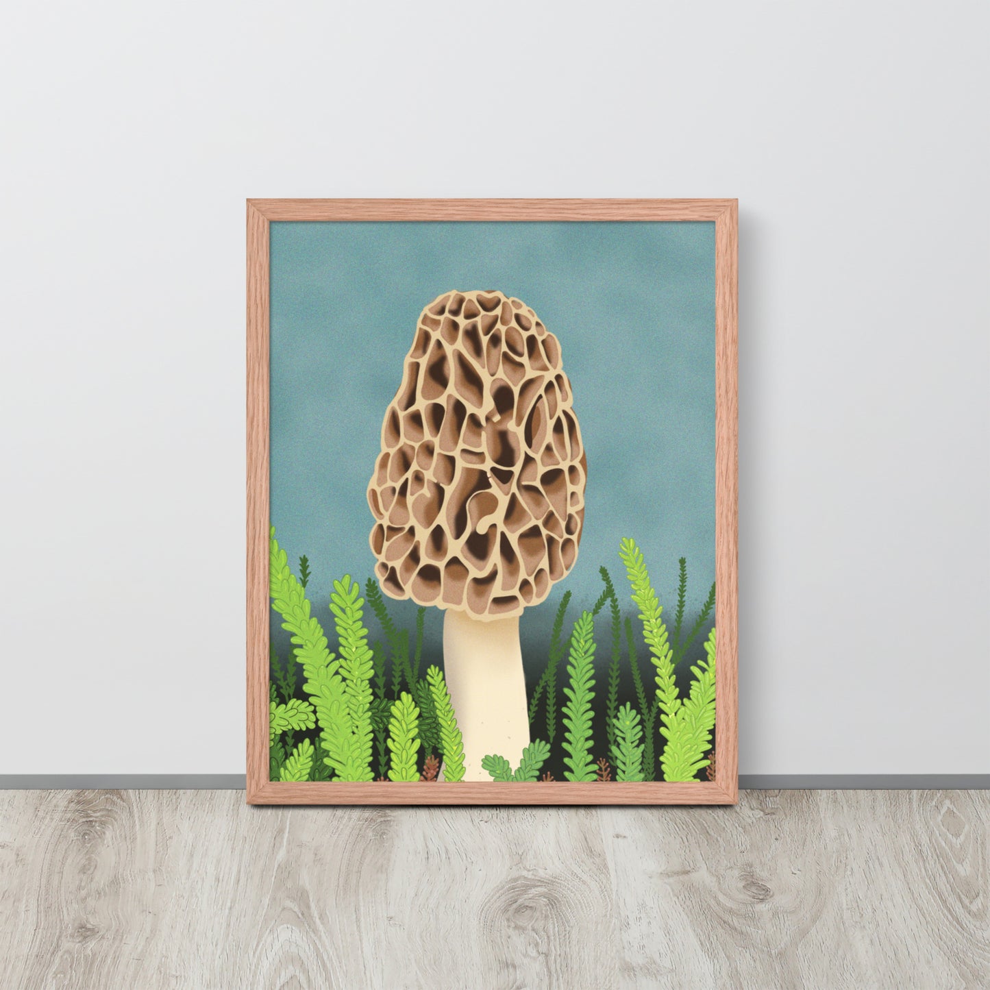 Morel Mushroom Wall Art | Hand-Painted Forest Fungi Print | Woodland Home Décor