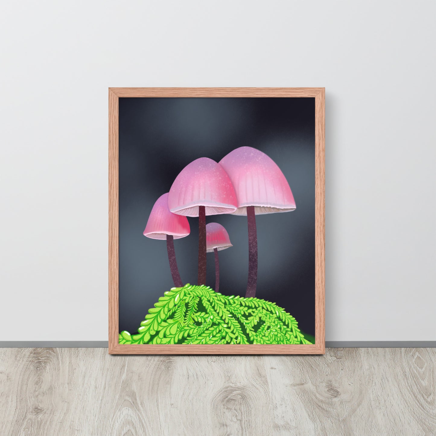 Pink Mushroom Wall Art Print | Whimsical Forest Botanical Decor