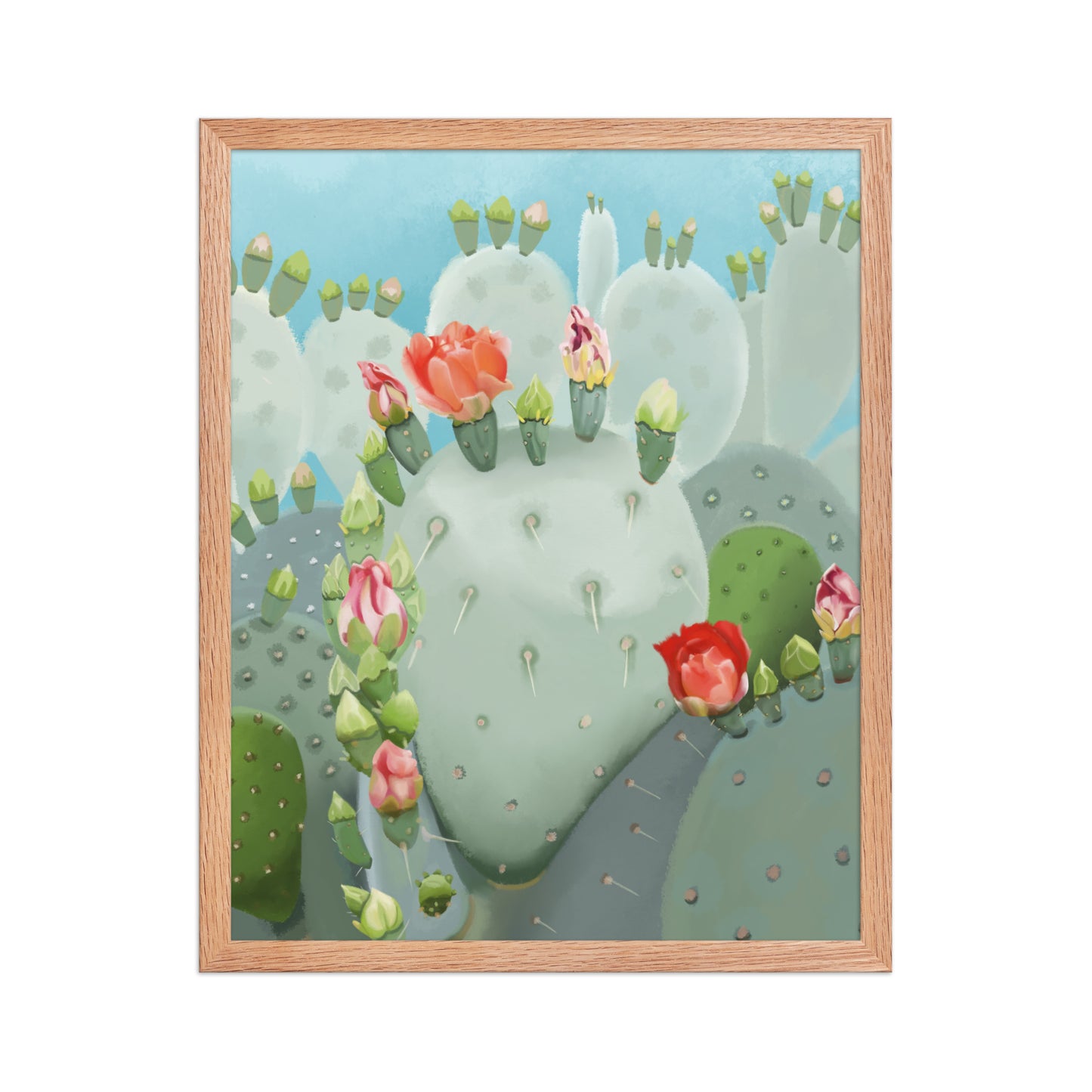Prickly Pear Cactus Bloom Wall Art Print | Desert Botanical Decor