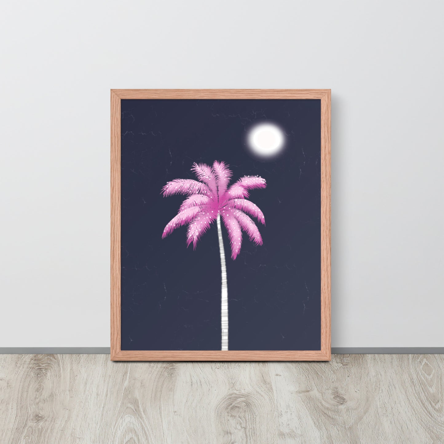 Pink Palm Tree Art Print | Tropical Night Wall Art | Coastal Boho Decor