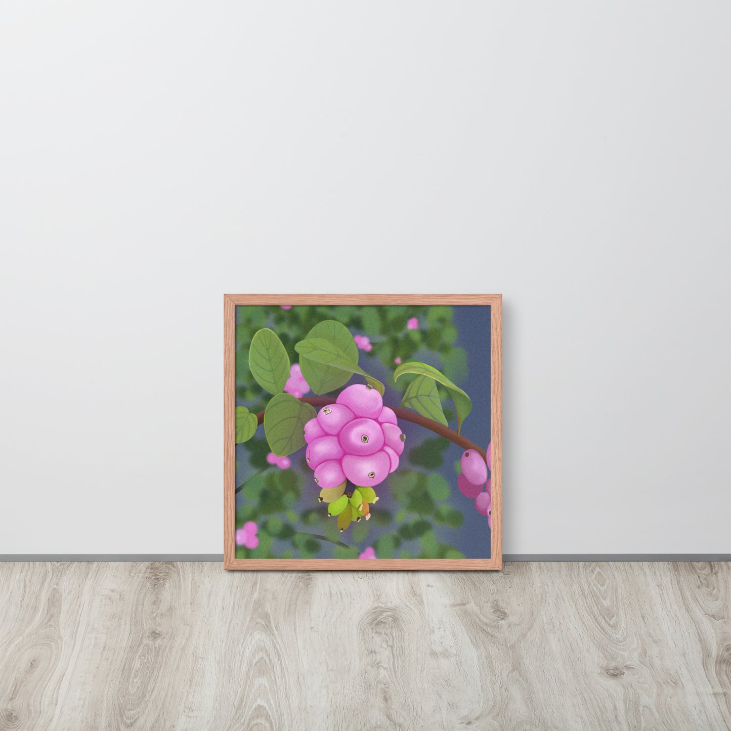 Pink Snowberries Wall Art | Hand-Painted Botanical Print