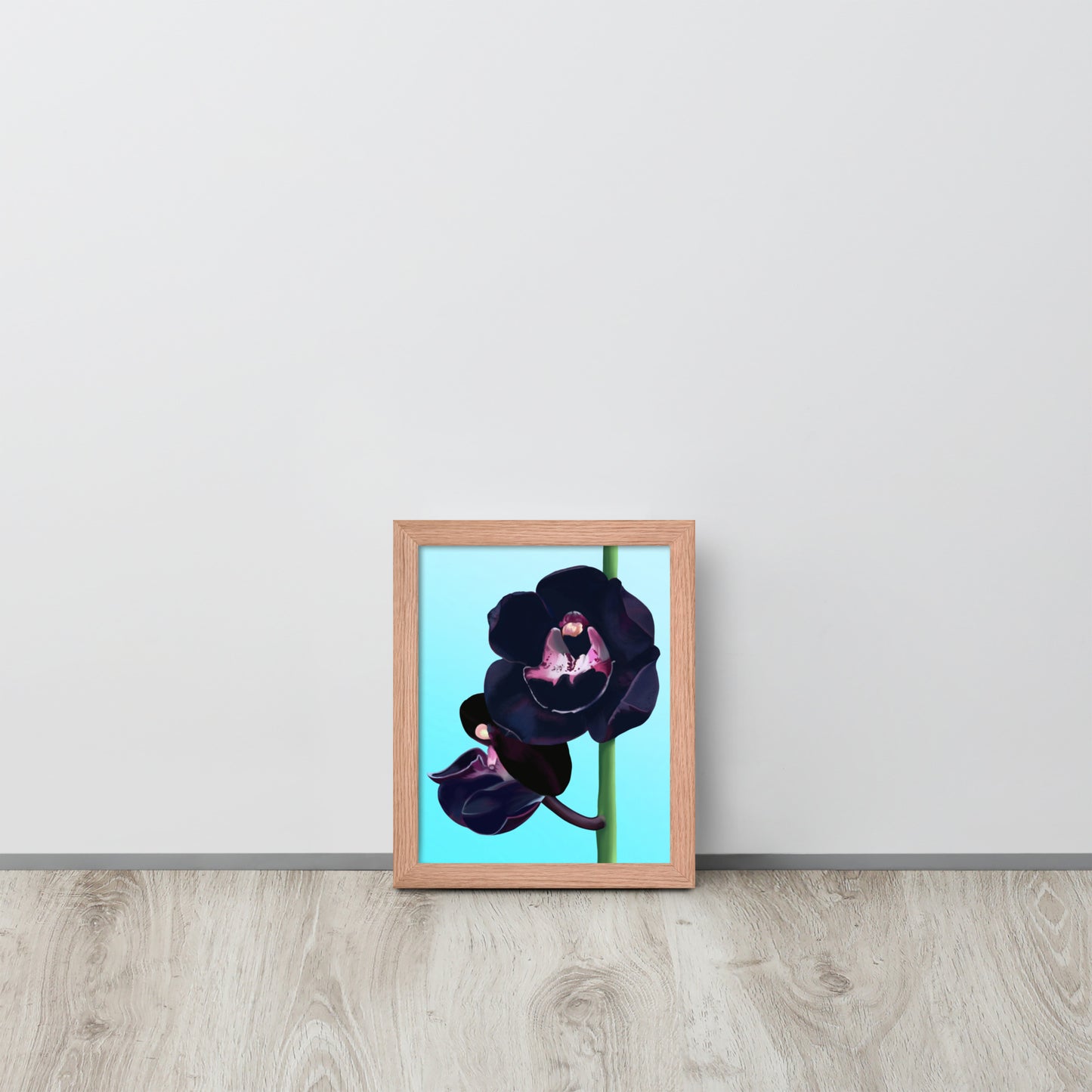 Black Orchid Wall Art | Hand-Painted Floral Print – Framed or Unframed
