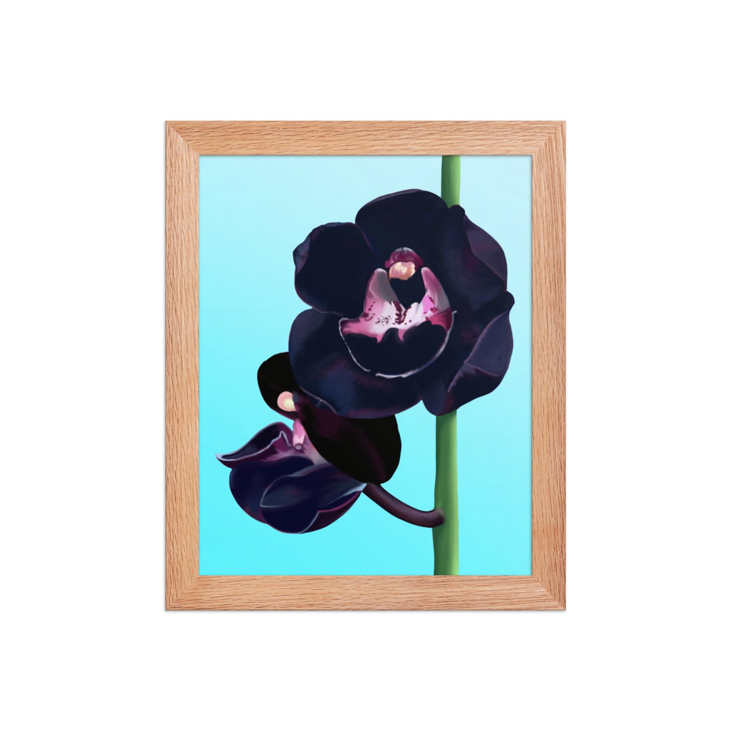 Black Orchid Wall Art | Hand-Painted Floral Print – Framed or Unframed
