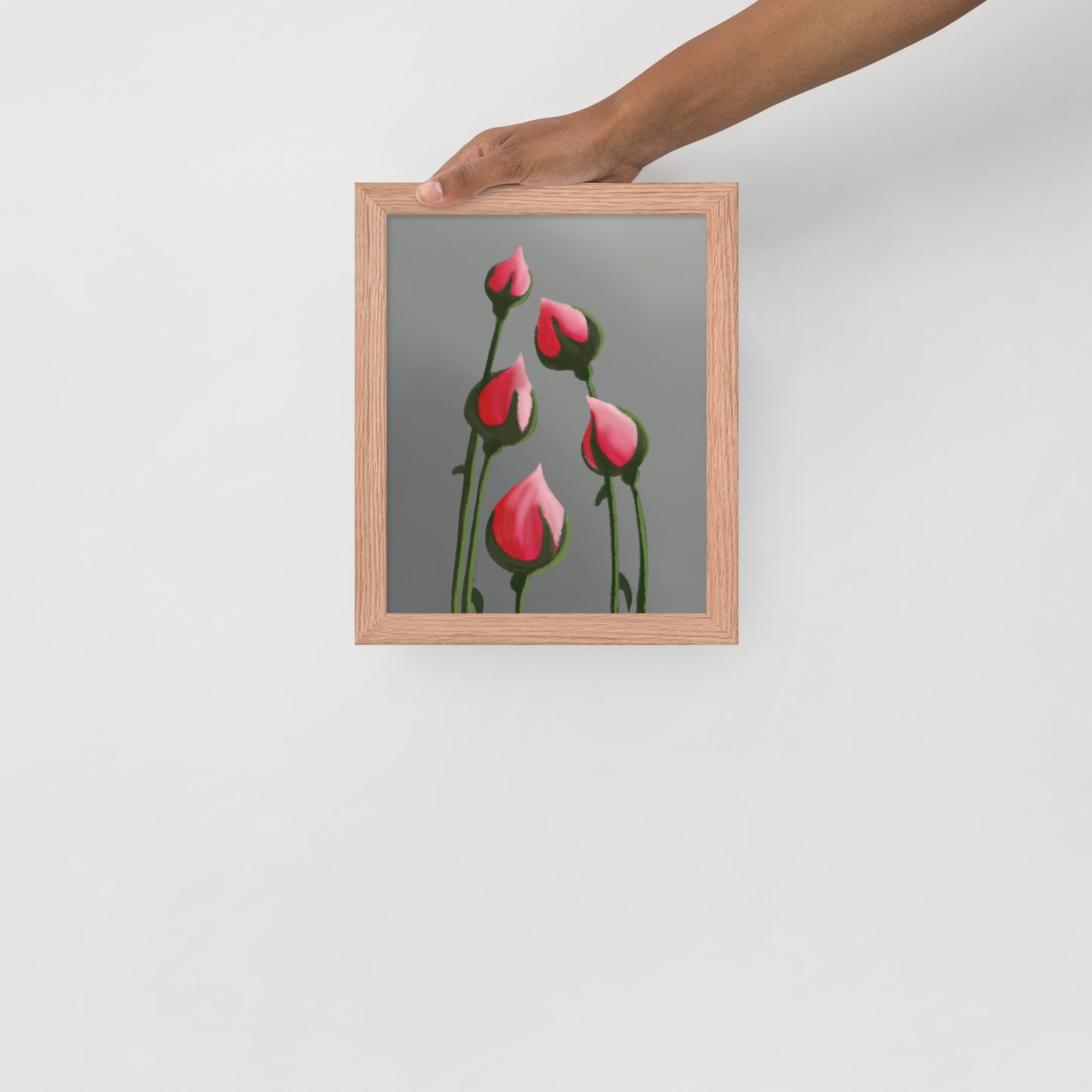 Blush in Bloom – Pink Rosebud Art Print | Minimalist Floral Wall Decor