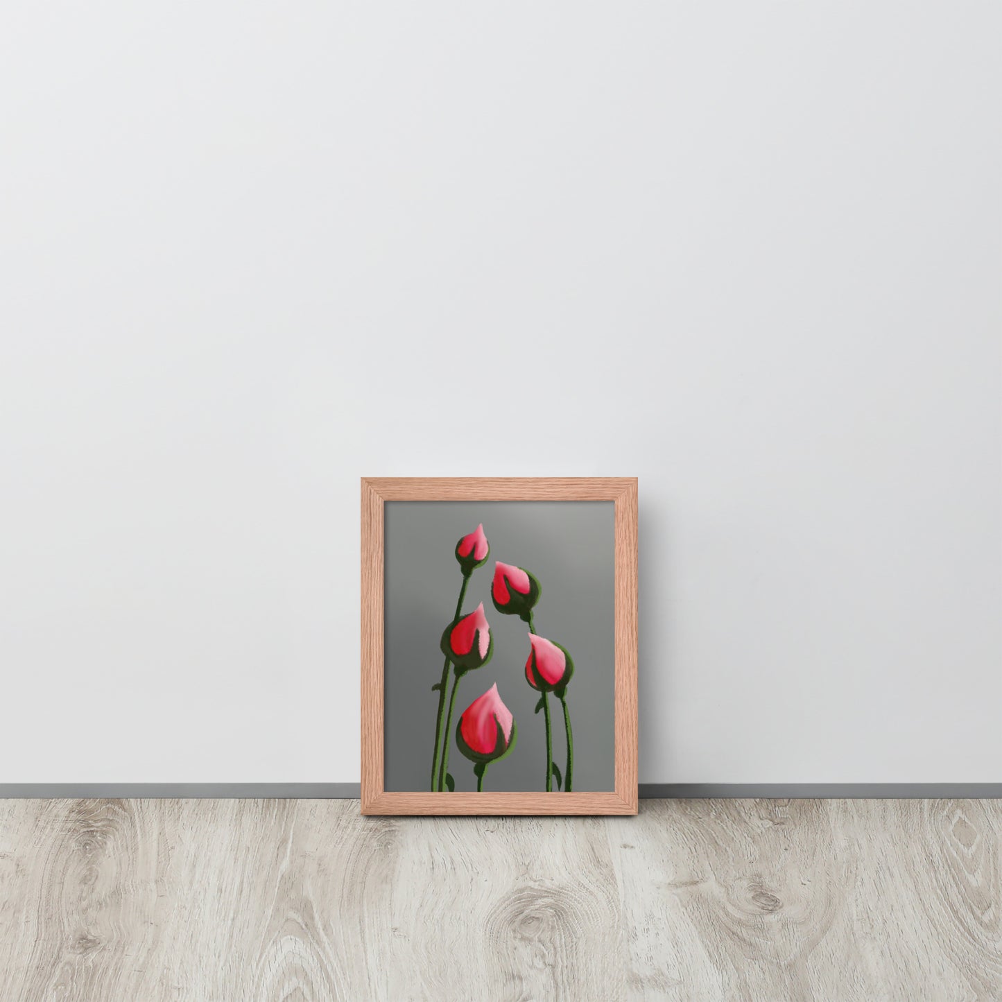 Blush in Bloom – Pink Rosebud Art Print | Minimalist Floral Wall Decor