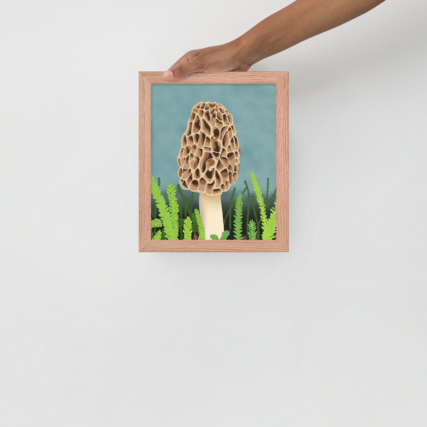 Morel Mushroom Wall Art | Hand-Painted Forest Fungi Print | Woodland Home Décor