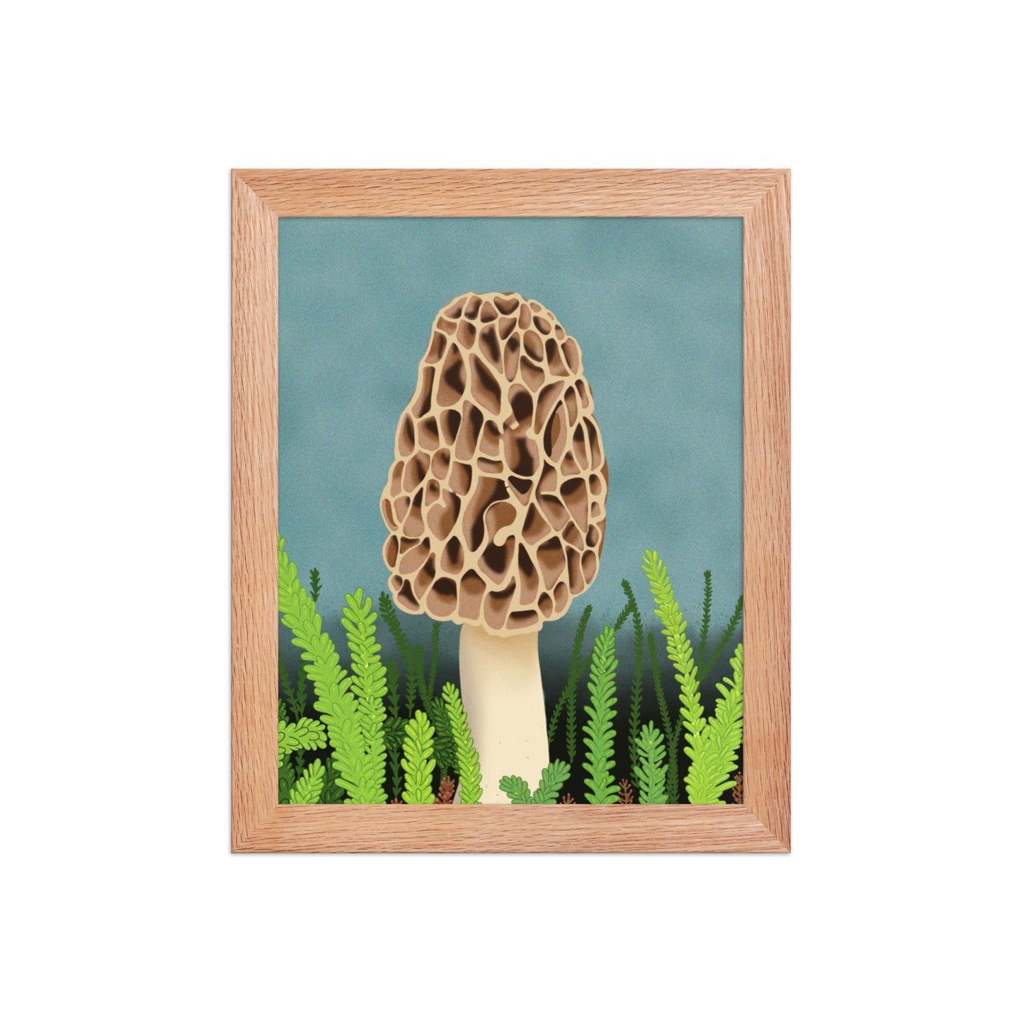 Morel Mushroom Wall Art | Hand-Painted Forest Fungi Print | Woodland Home Décor