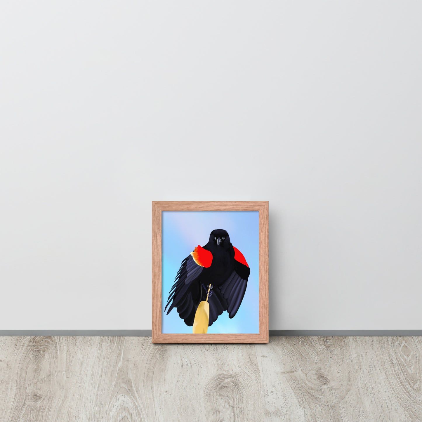 Red-Winged Blackbird Art Print – Hand-Painted Wildlife | Nature Wall Decor