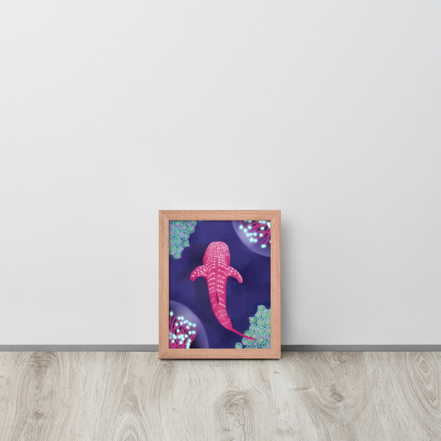 Pink Bioluminescent Whale Shark Wall Art | Ocean Print & Framed Poster