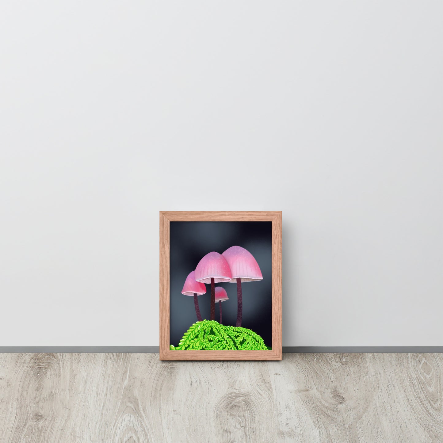 Pink Mushroom Wall Art Print | Whimsical Forest Botanical Decor