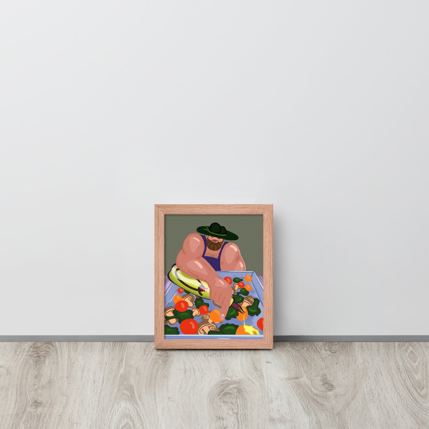 Strongman Salad Art Print | Whimsical Kitchen Wall Art | Print or Framed