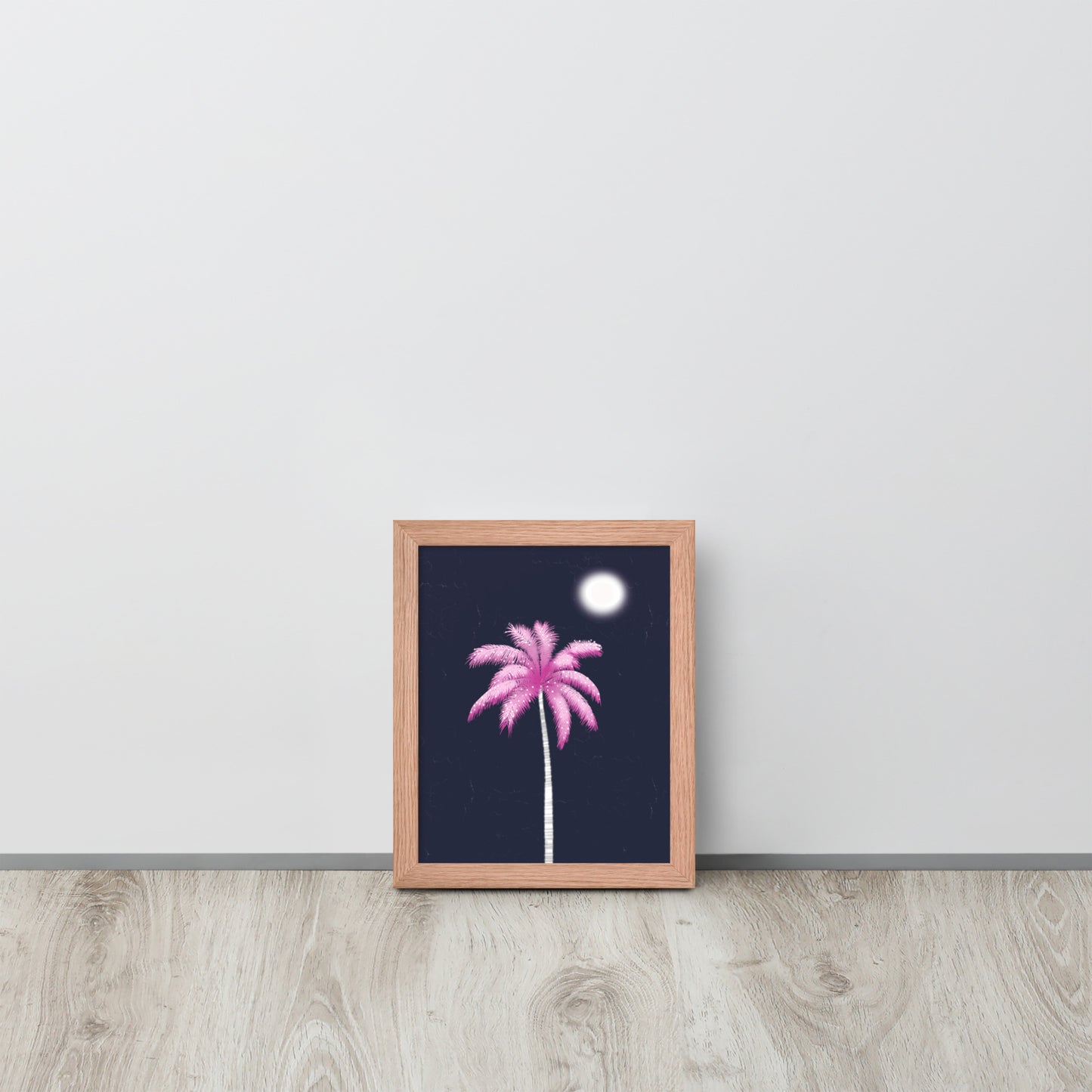 Pink Palm Tree Art Print | Tropical Night Wall Art | Coastal Boho Decor