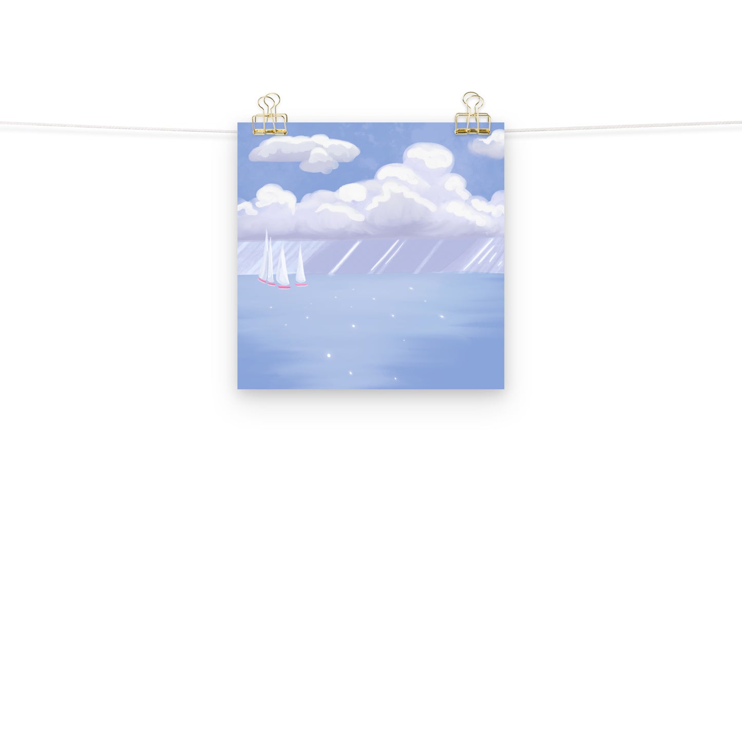 Coastal Sailboat Wall Art Print | Hand Painted Ocean Seascape | Blue Coastal Decor | Beach House Wall Art | Nautical Artwork | Digital Print