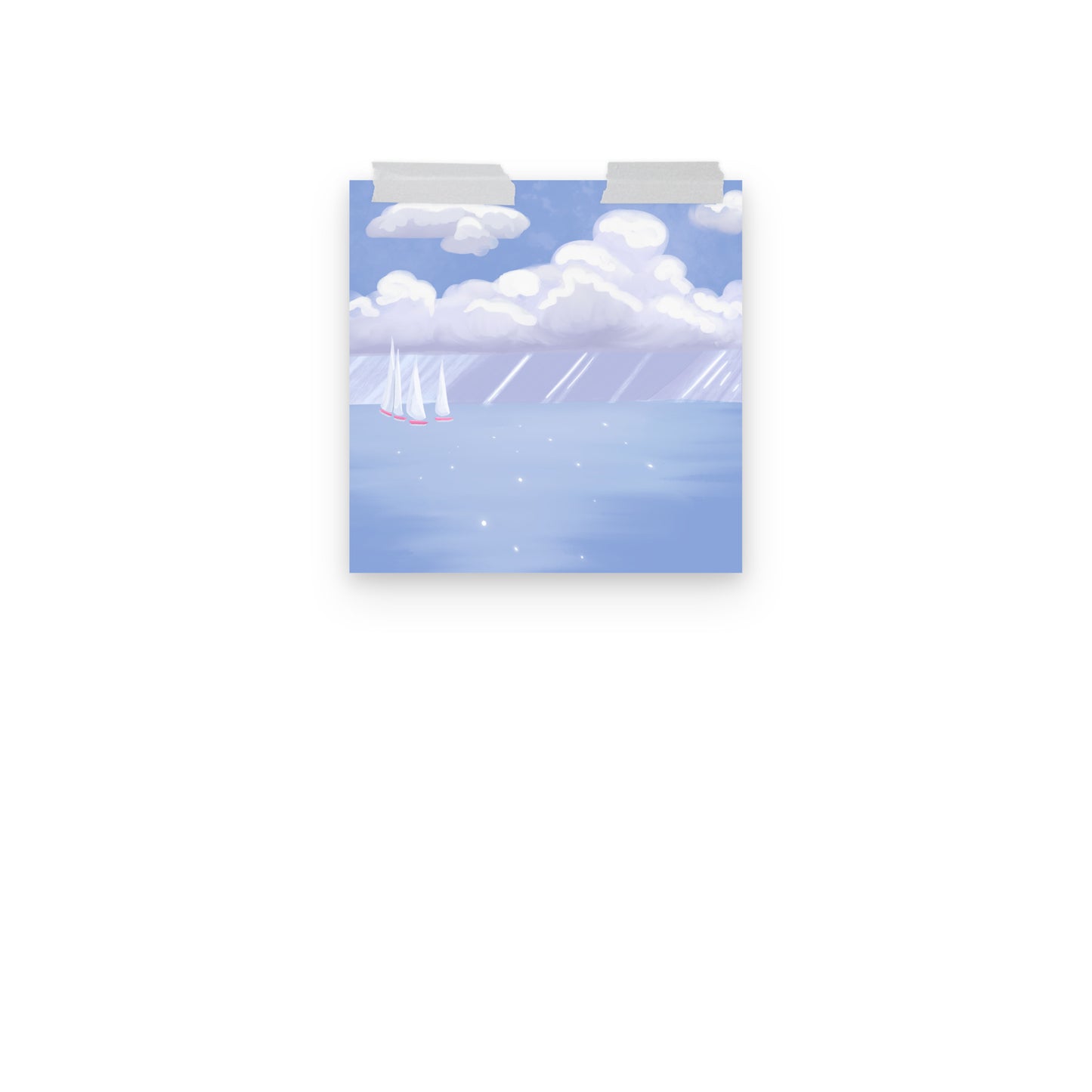 Coastal Sailboat Wall Art Print | Hand Painted Ocean Seascape | Blue Coastal Decor | Beach House Wall Art | Nautical Artwork | Digital Print