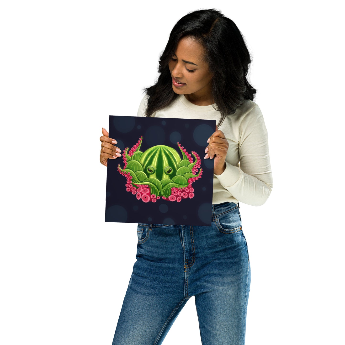 Watermelon Octopus Wall Art – Whimsical Kids’ Ocean Print for Nursery, Bedroom & Bathroom