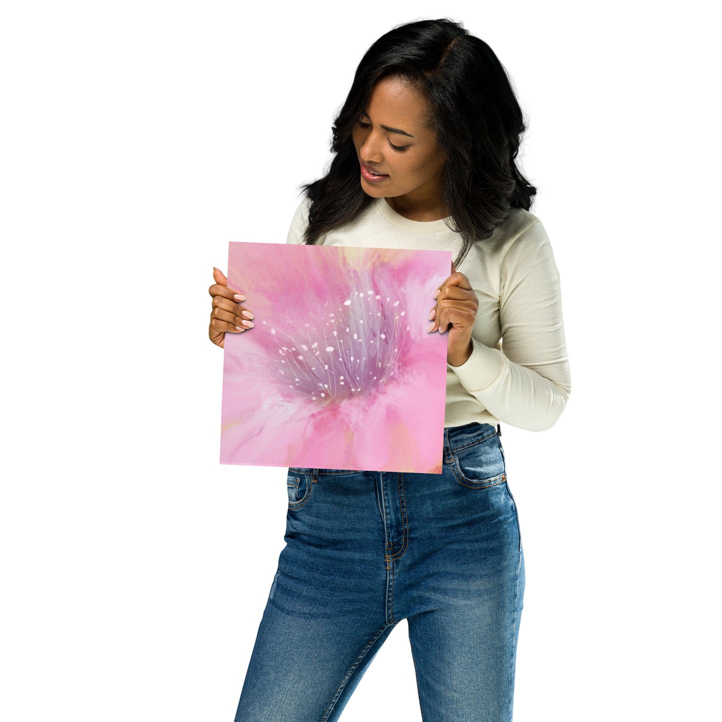 Pink Flower Impression Wall Art | Blush Floral Print for Bedroom, Nursery & Living Room