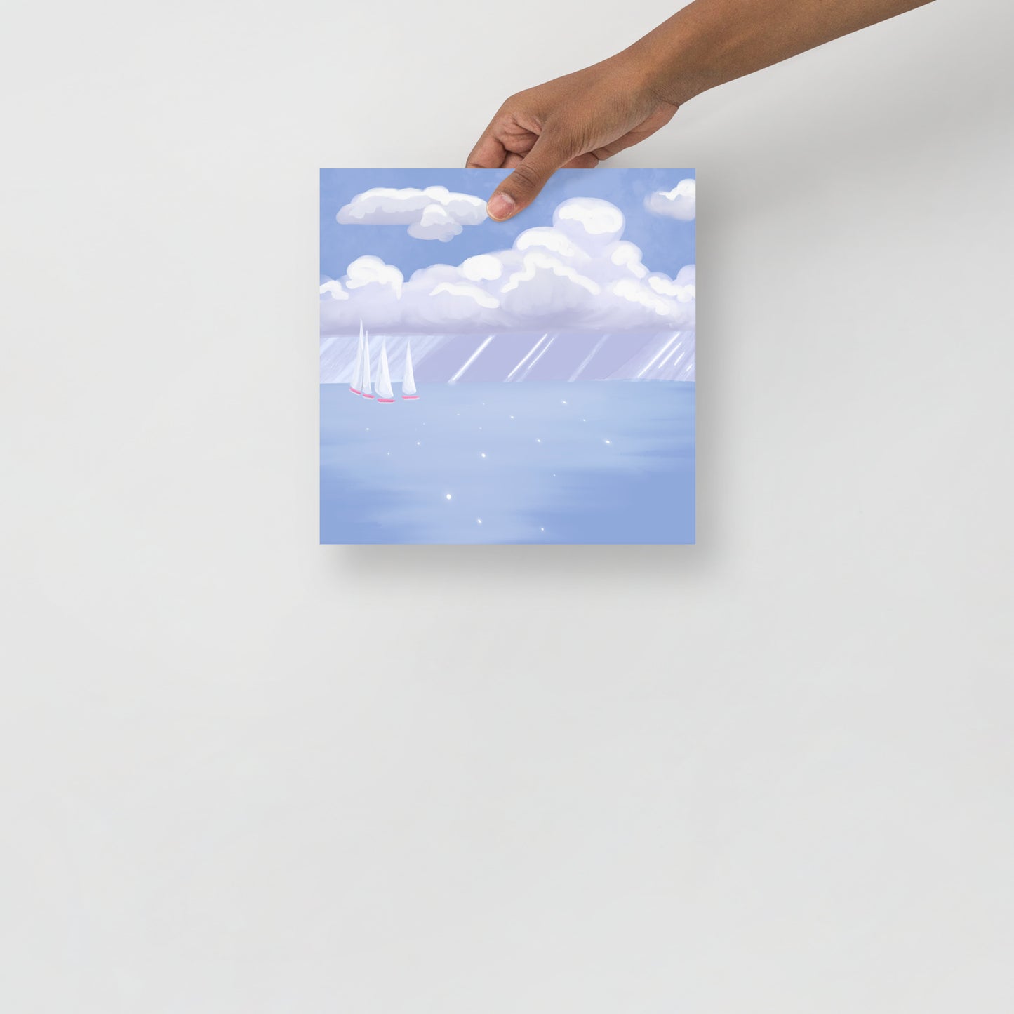 Coastal Sailboat Wall Art Print | Hand Painted Ocean Seascape | Blue Coastal Decor | Beach House Wall Art | Nautical Artwork | Digital Print