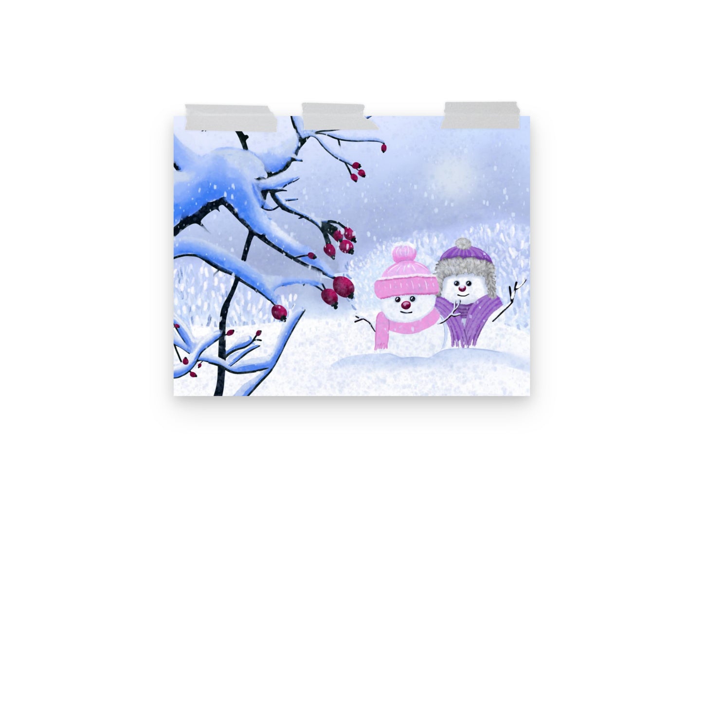 Snowman Winter Day Art Print: Whimsical Holiday Decor