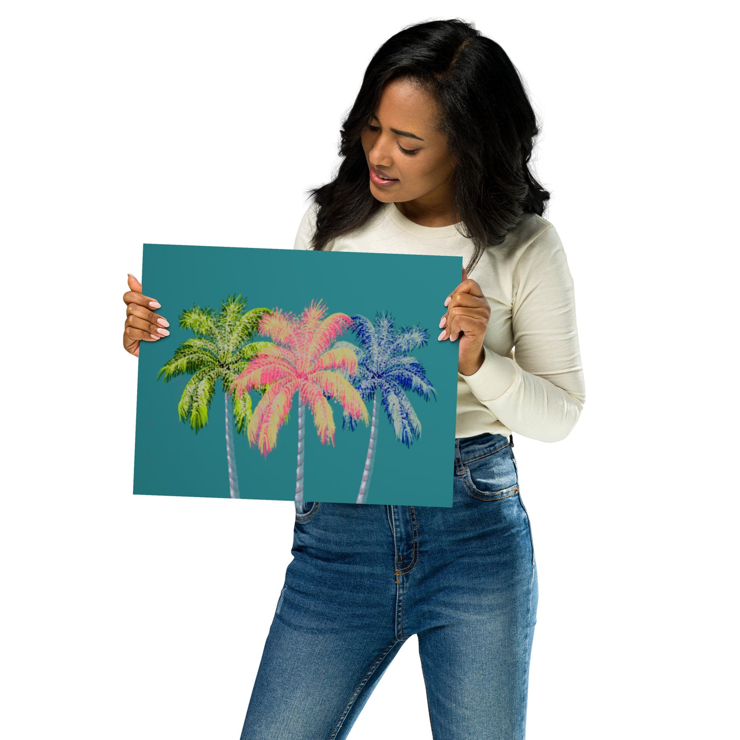 Tropical Palm Tree Wall Art | Vibrant Coastal Print – Framed or Unframed