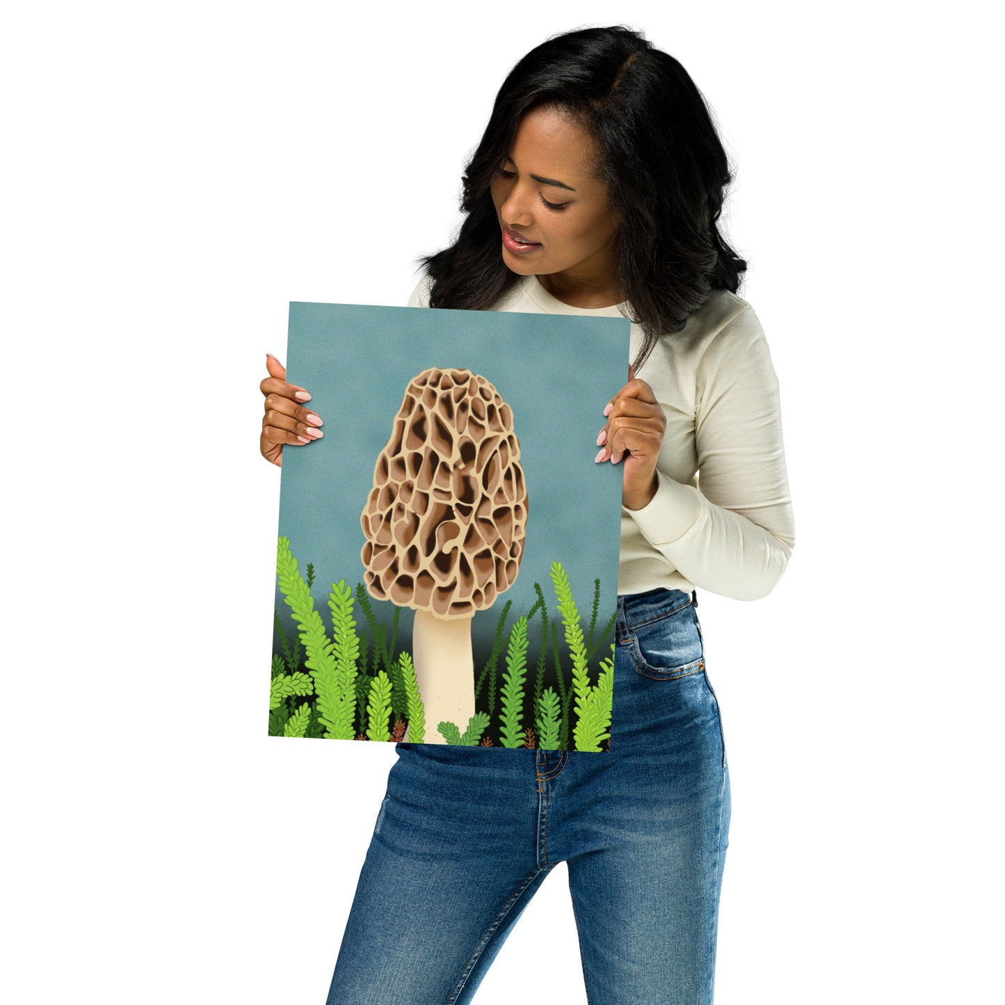 Morel Mushroom Wall Art | Hand-Painted Forest Fungi Print | Woodland Home Décor