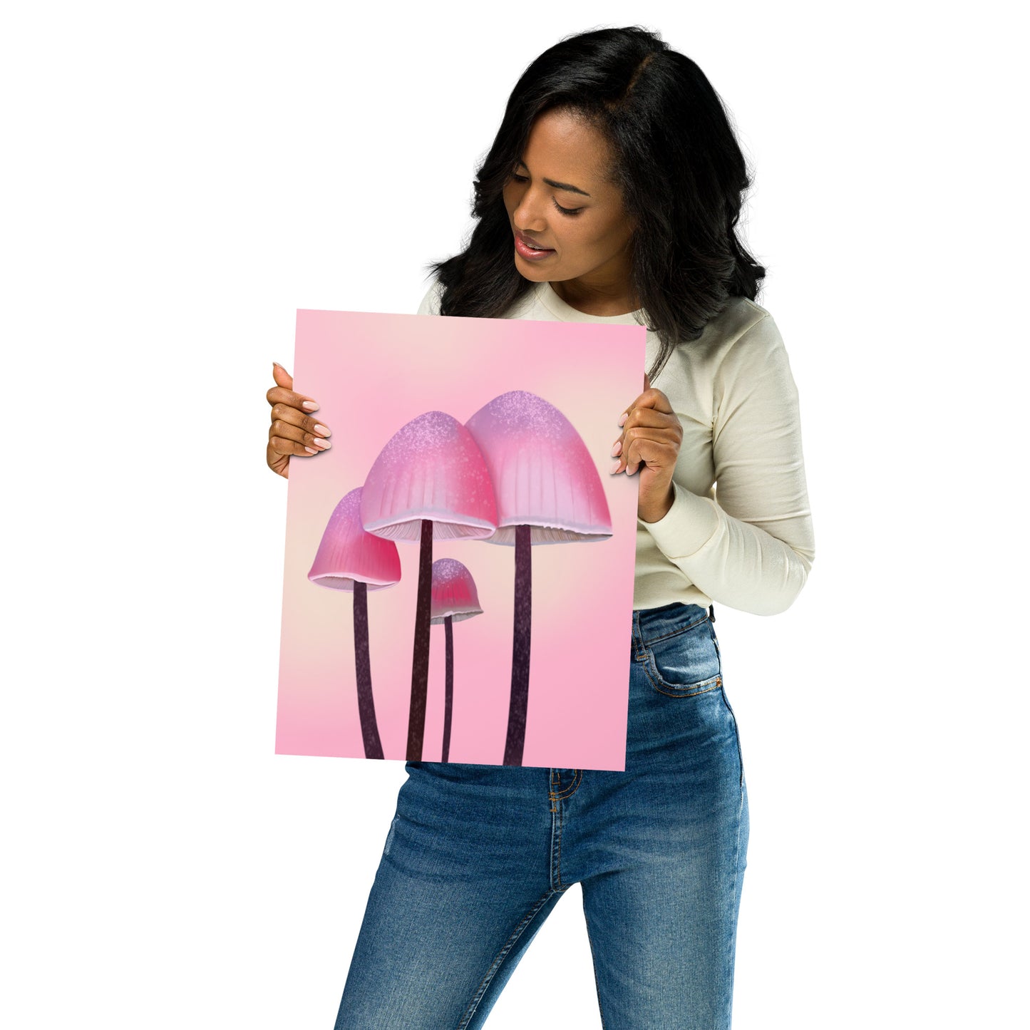 Pink Mushroom Wall Art | Whimsical Botanical Print