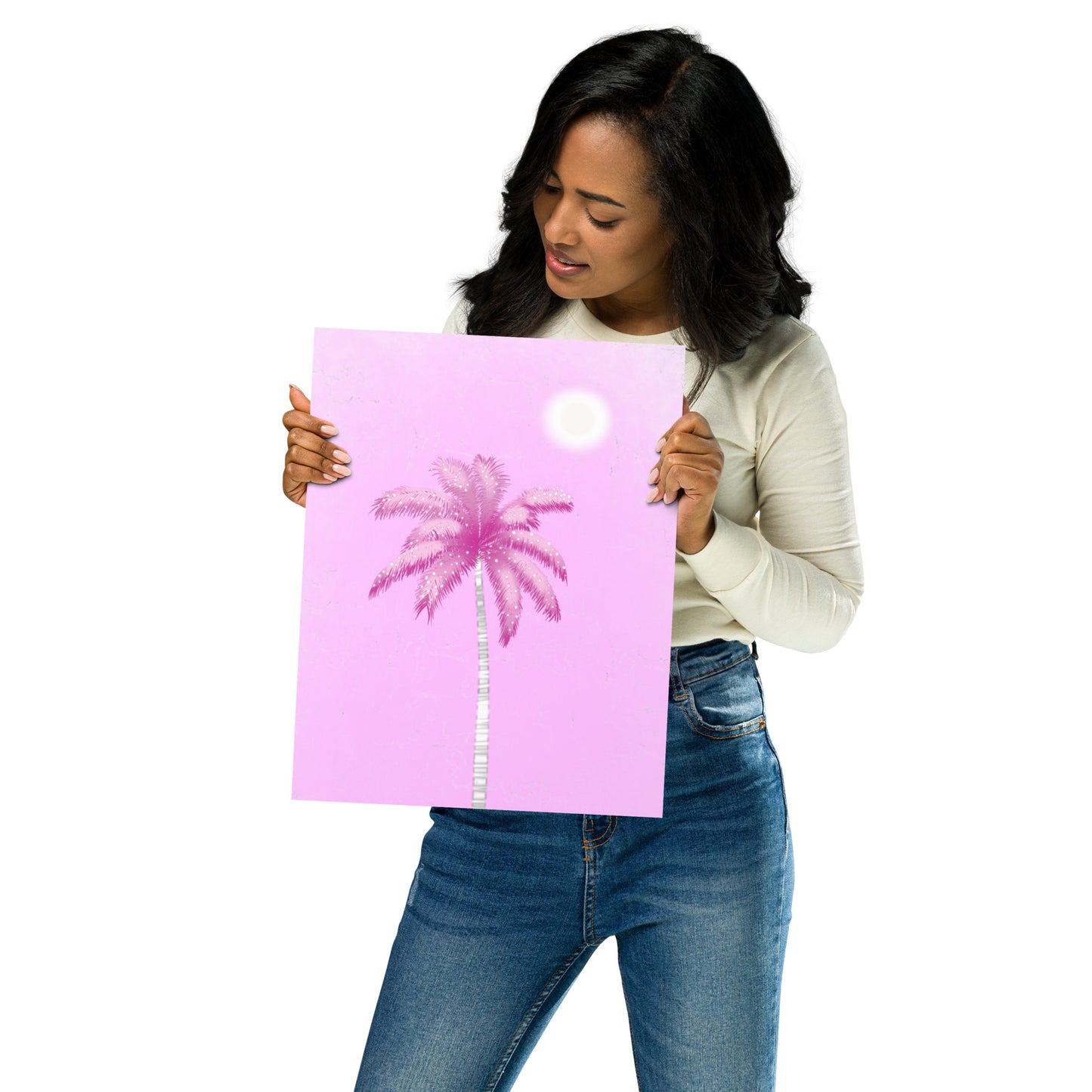 Pink Palm Tree Wall Art | Tropical Pastel Print & Framed Poster