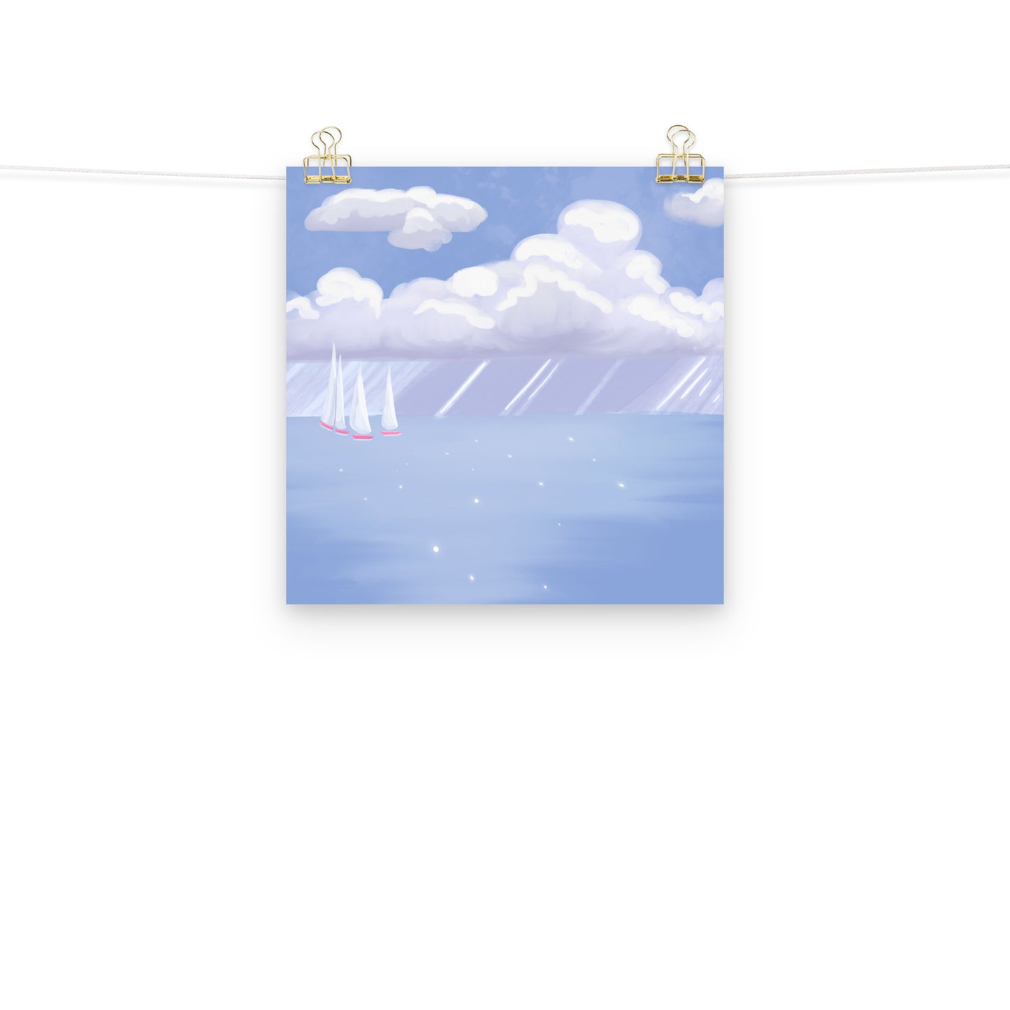 Coastal Sailboat Wall Art Print | Hand Painted Ocean Seascape | Blue Coastal Decor | Beach House Wall Art | Nautical Artwork | Digital Print