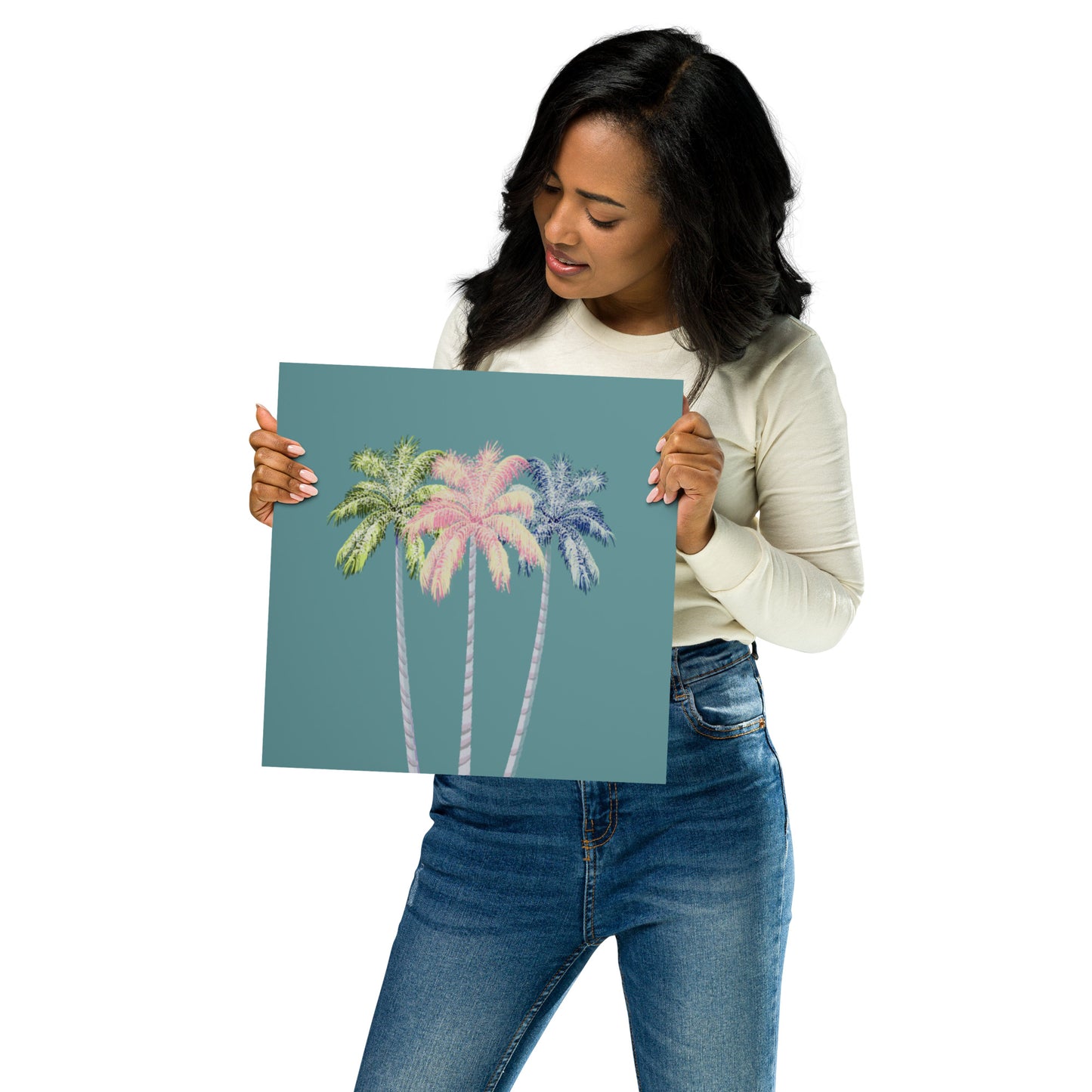 Pastel Palm Tree Wall Art Print | Tropical Coastal Décor