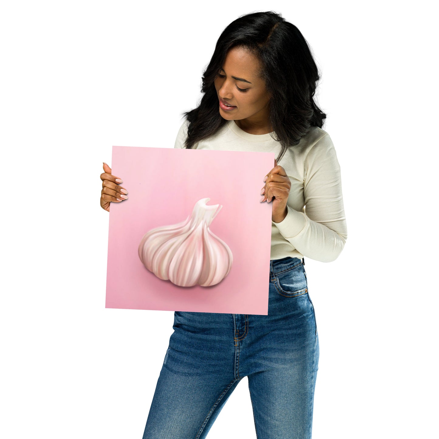Pink Garlic Bulb Wall Art – Whimsical Kitchen Print