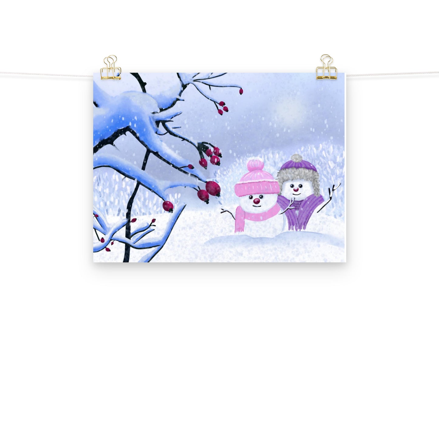 Snowman Winter Day Art Print: Whimsical Holiday Decor