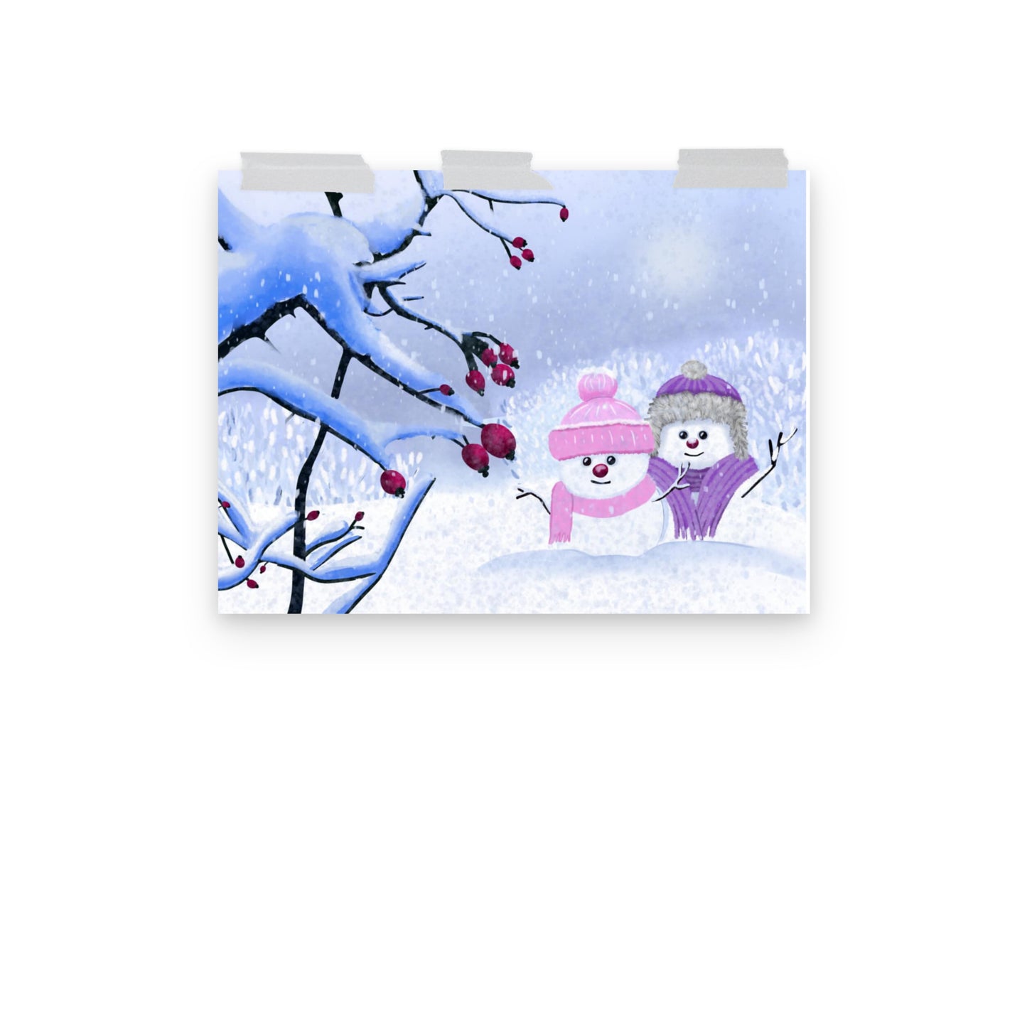 Snowman Winter Day Art Print: Whimsical Holiday Decor