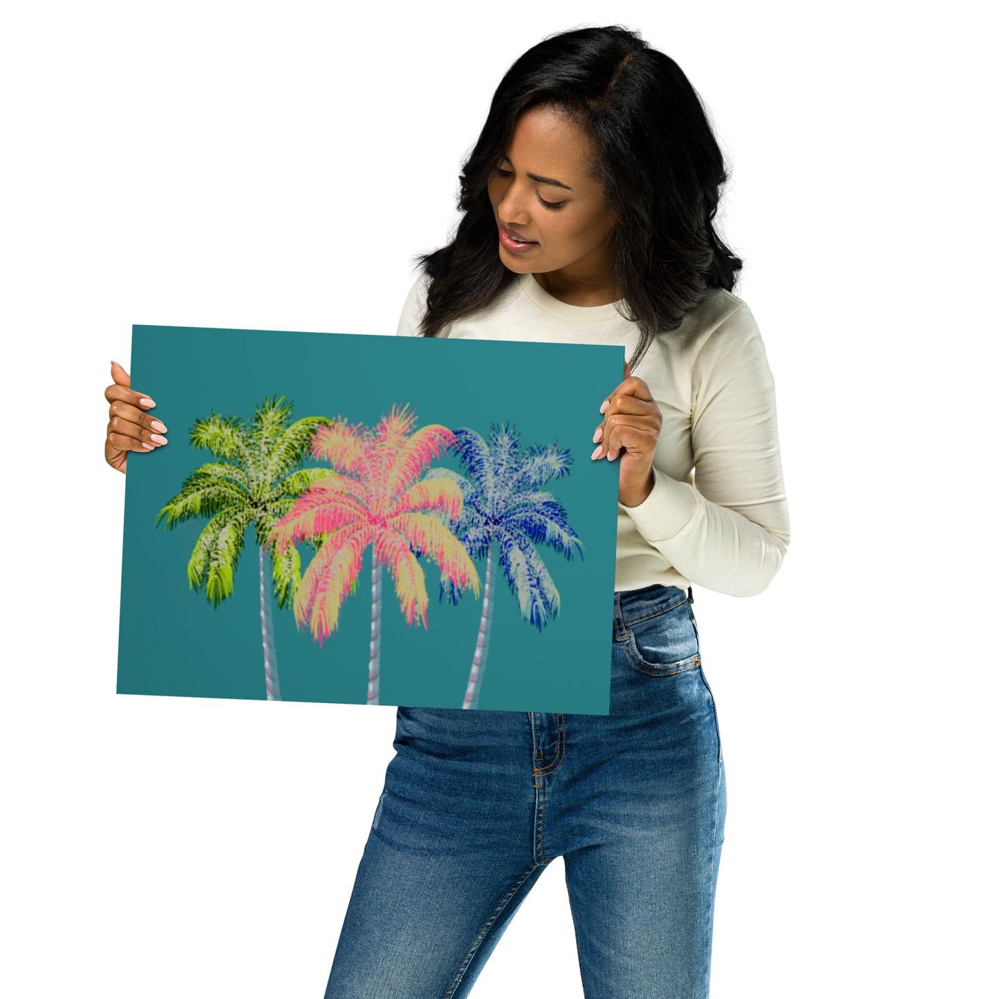 Tropical Palm Tree Wall Art | Vibrant Coastal Print – Framed or Unframed