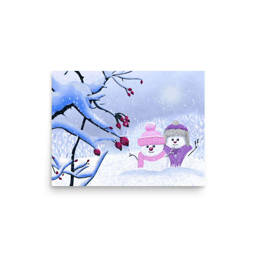 Snowman Winter Day Art Print: Whimsical Holiday Decor