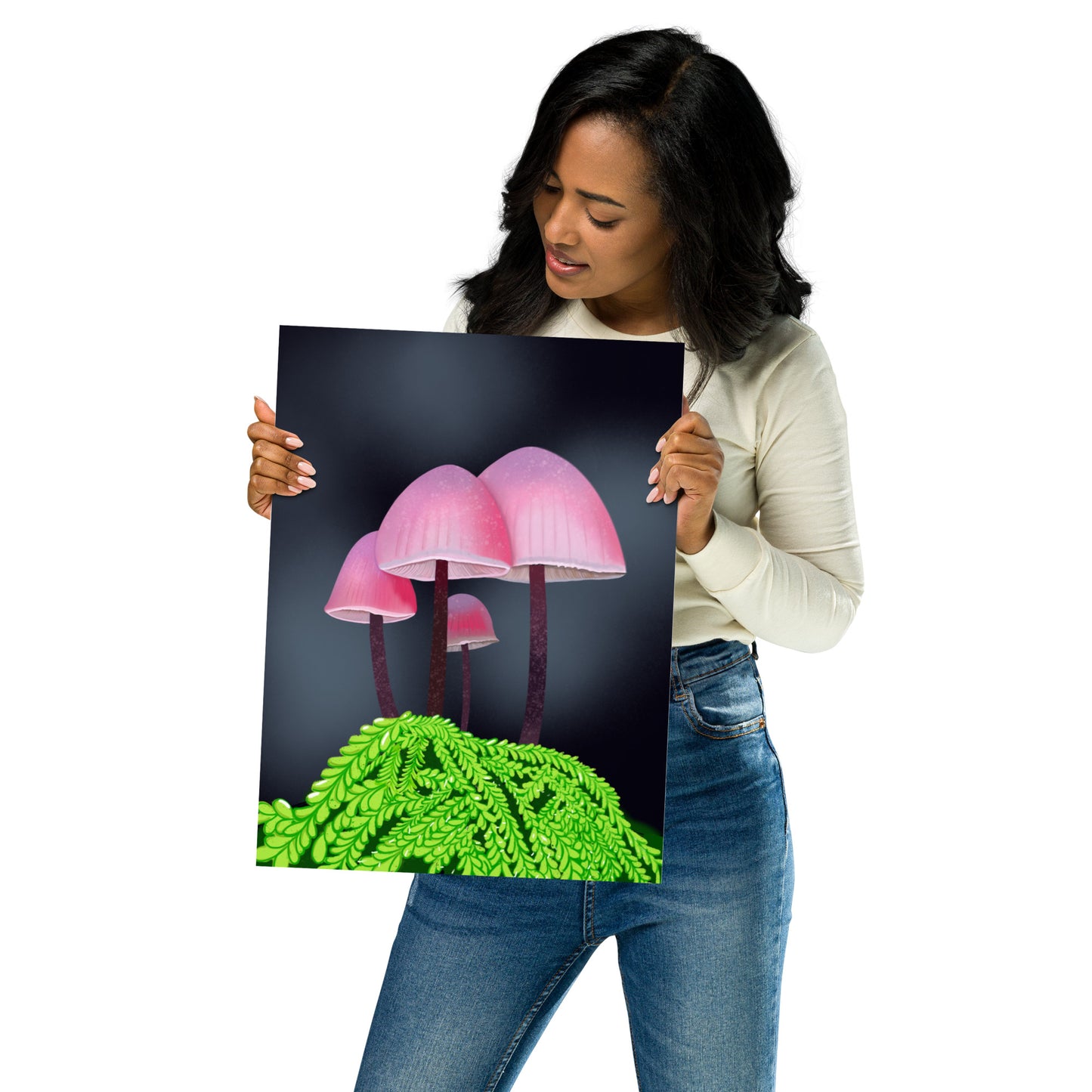 Pink Mushroom Wall Art Print | Whimsical Forest Botanical Decor