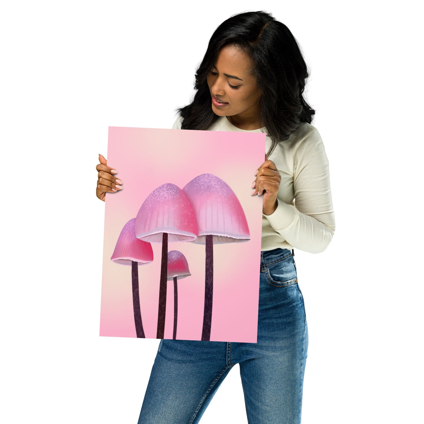 Pink Mushroom Wall Art | Whimsical Botanical Print