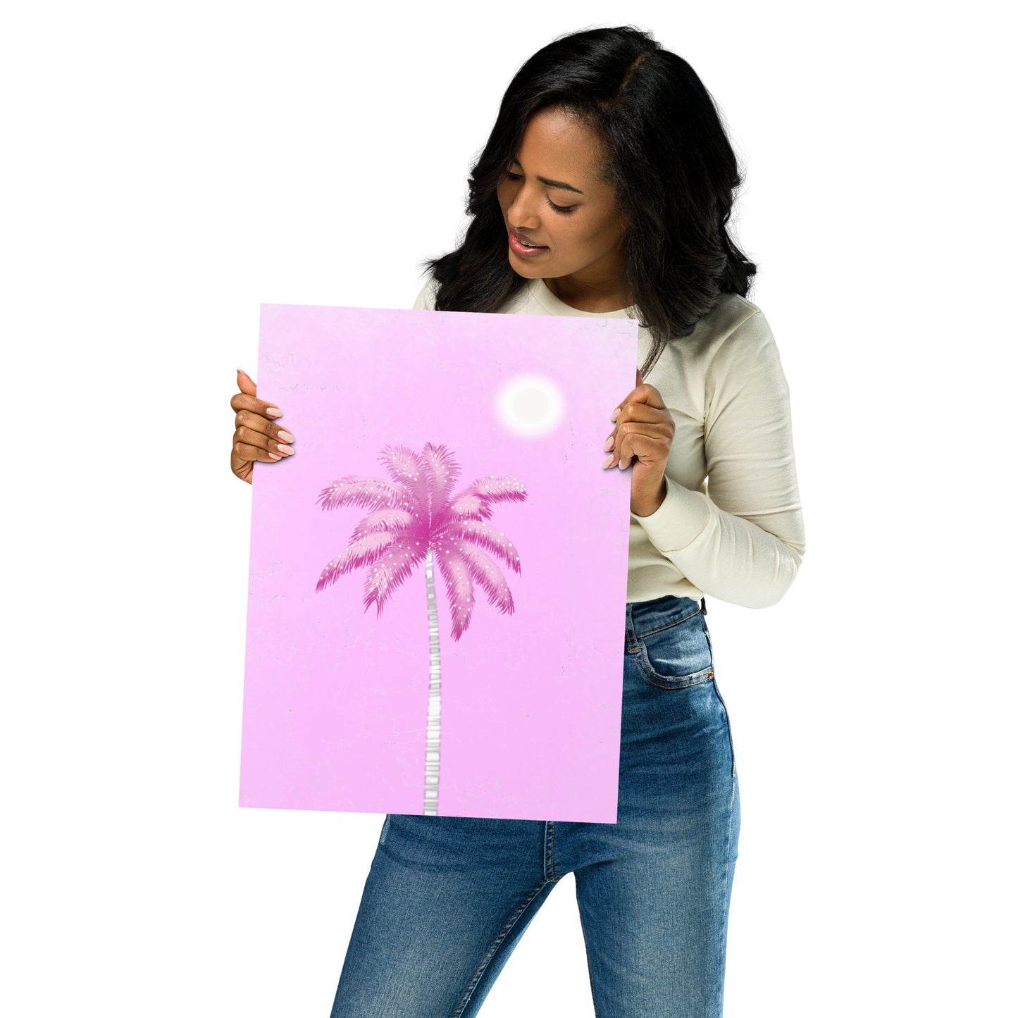 Pink Palm Tree Wall Art | Tropical Pastel Print & Framed Poster