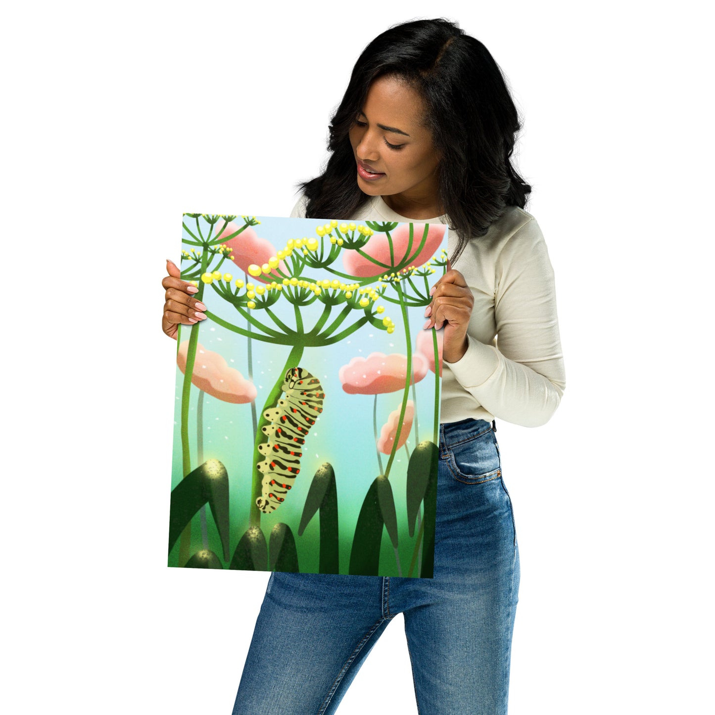 Caterpillar Art Print – Hand-Painted Botanical Wall Art | Nursery & Nature Decor