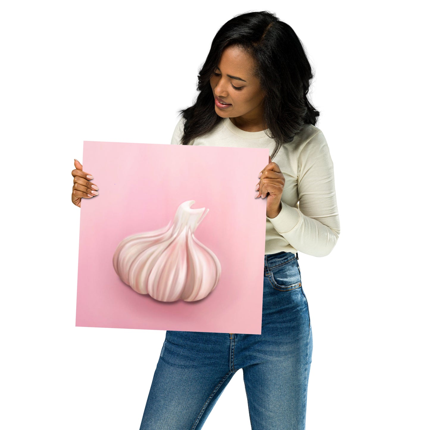 Pink Garlic Bulb Wall Art – Whimsical Kitchen Print