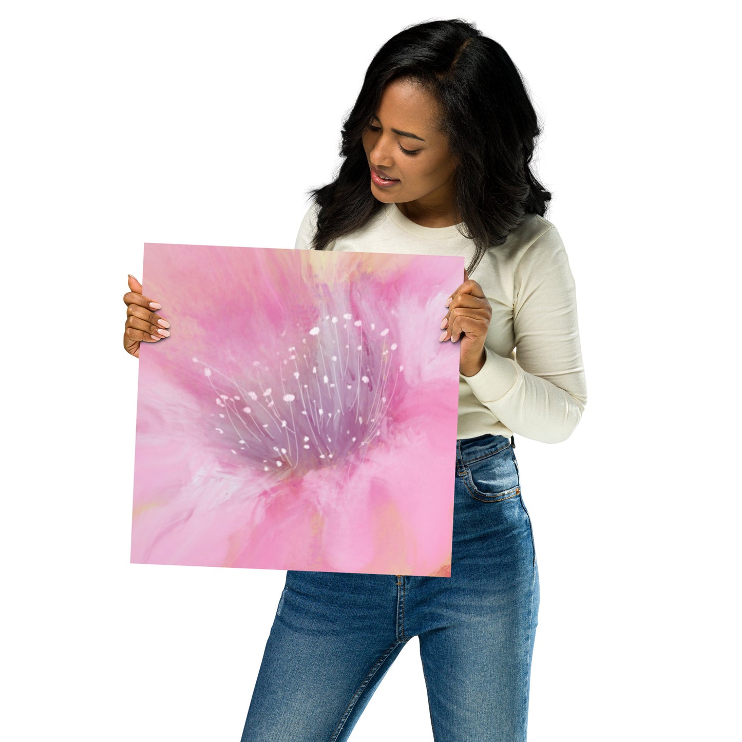 Pink Flower Impression Wall Art | Blush Floral Print for Bedroom, Nursery & Living Room
