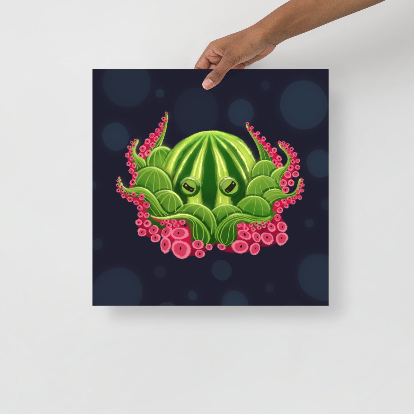 Watermelon Octopus Wall Art – Whimsical Kids’ Ocean Print for Nursery, Bedroom & Bathroom