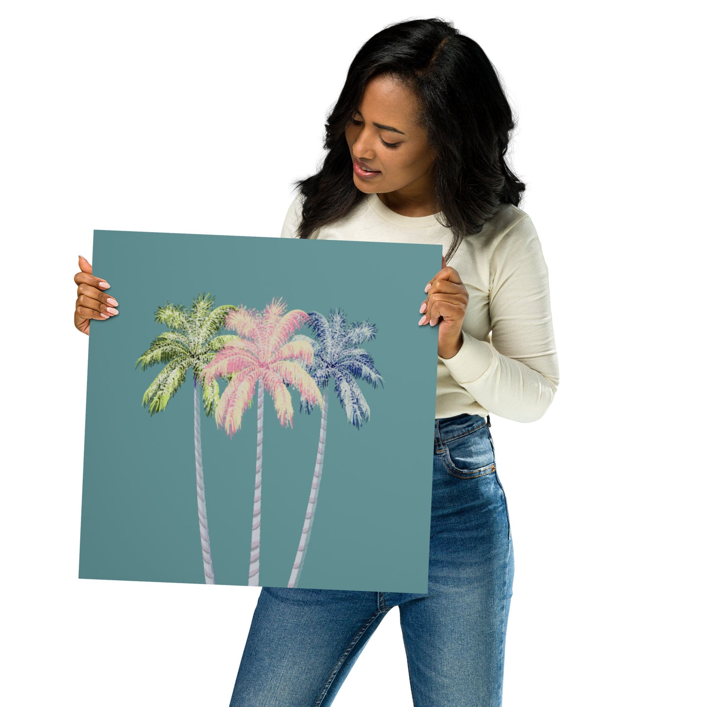 Pastel Palm Tree Wall Art Print | Tropical Coastal Décor
