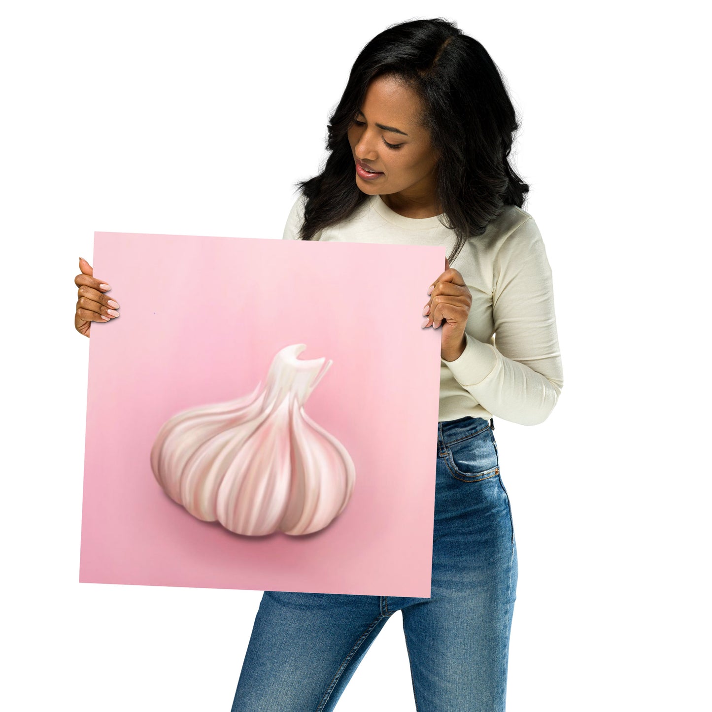 Pink Garlic Bulb Wall Art – Whimsical Kitchen Print