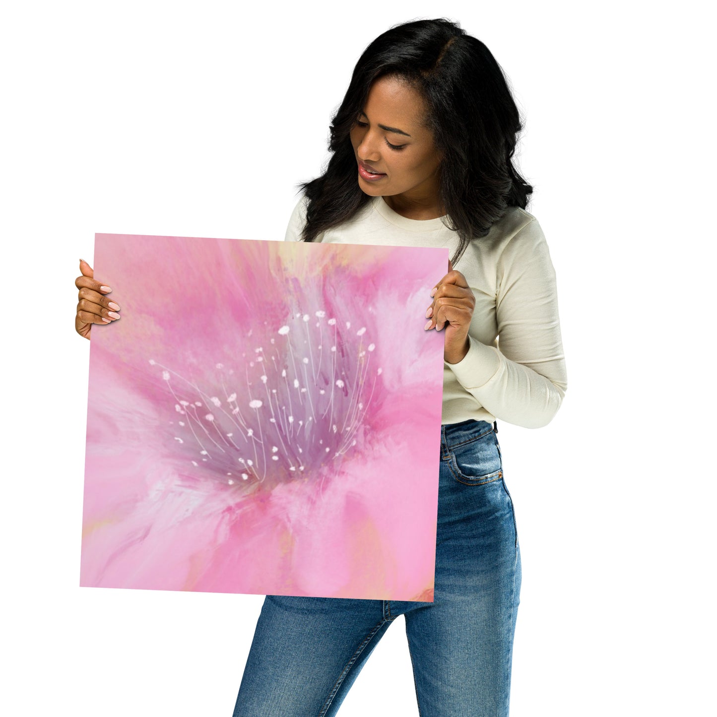 Pink Flower Impression Wall Art | Blush Floral Print for Bedroom, Nursery & Living Room
