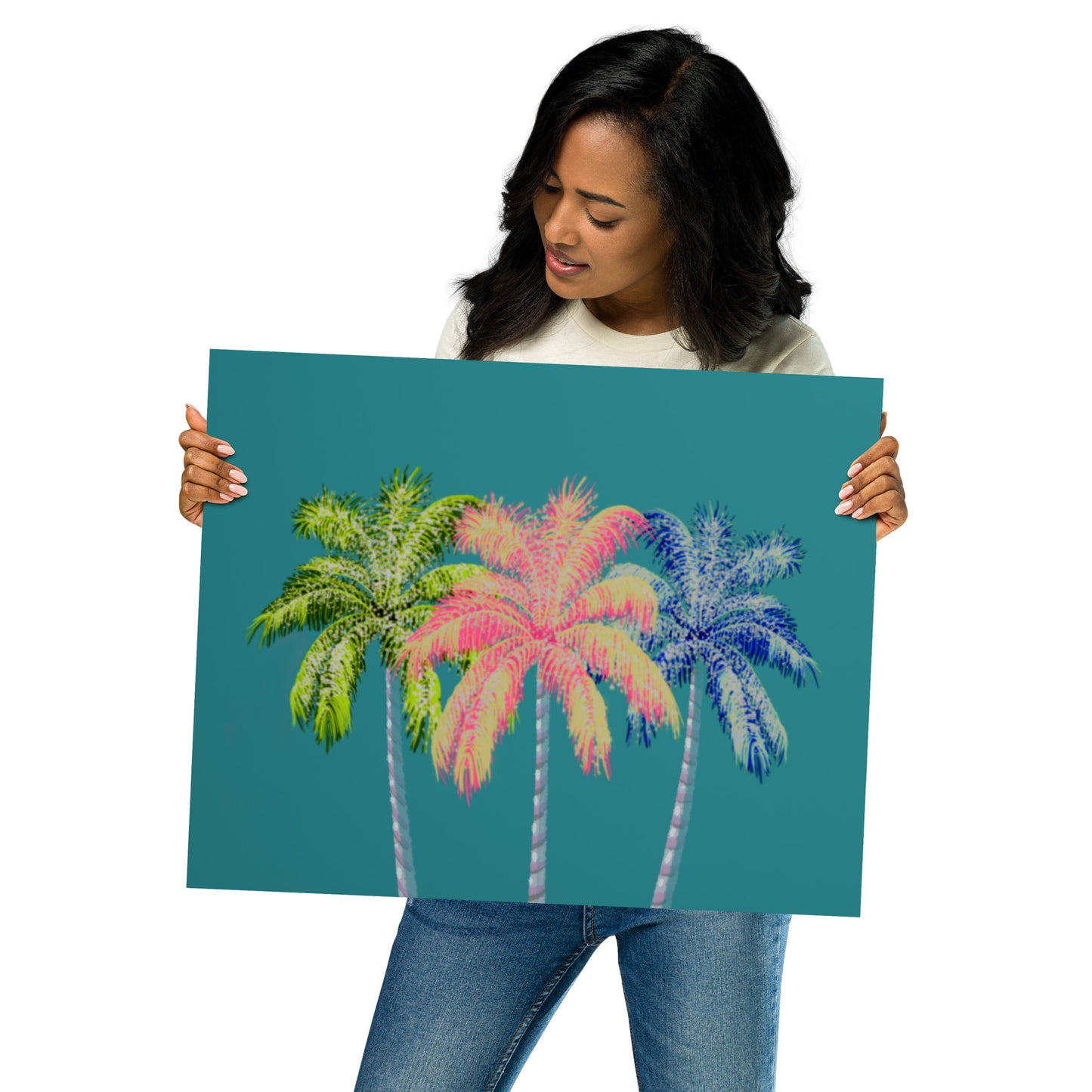 Tropical Palm Tree Wall Art | Vibrant Coastal Print – Framed or Unframed