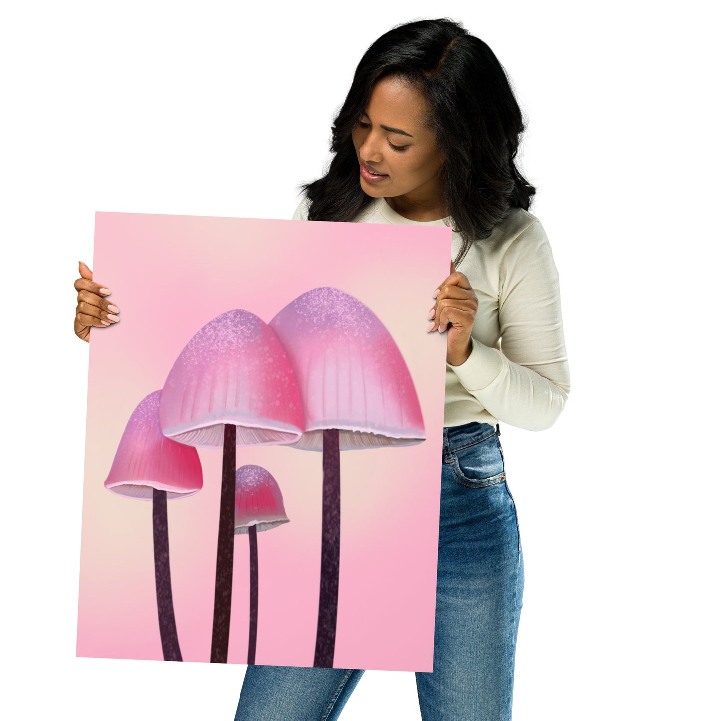 Pink Mushroom Wall Art | Whimsical Botanical Print