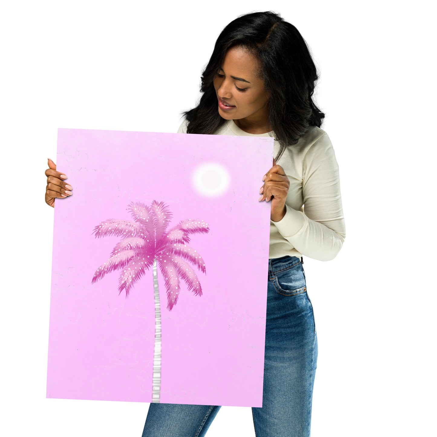Pink Palm Tree Wall Art | Tropical Pastel Print & Framed Poster