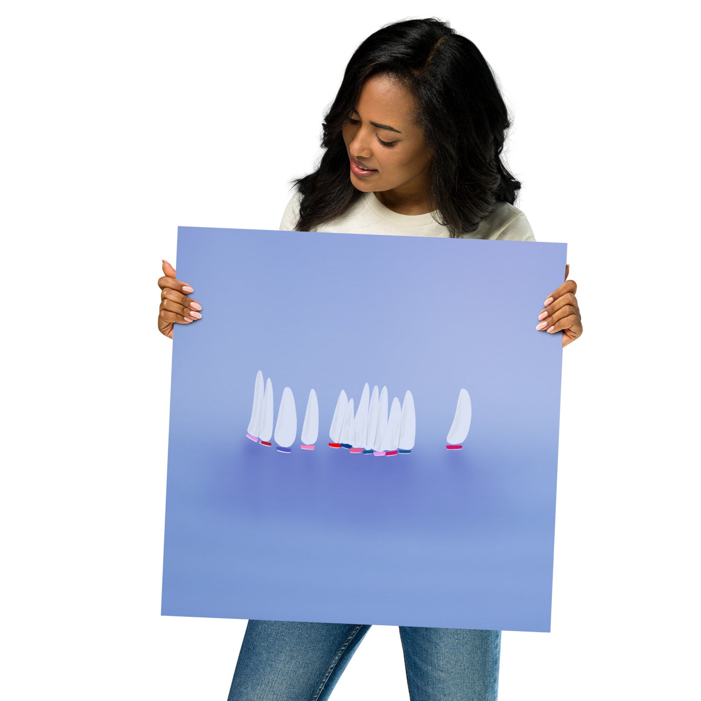Sailboats Wall Art | Coastal Nautical Seascape Print – Framed or Unframed
