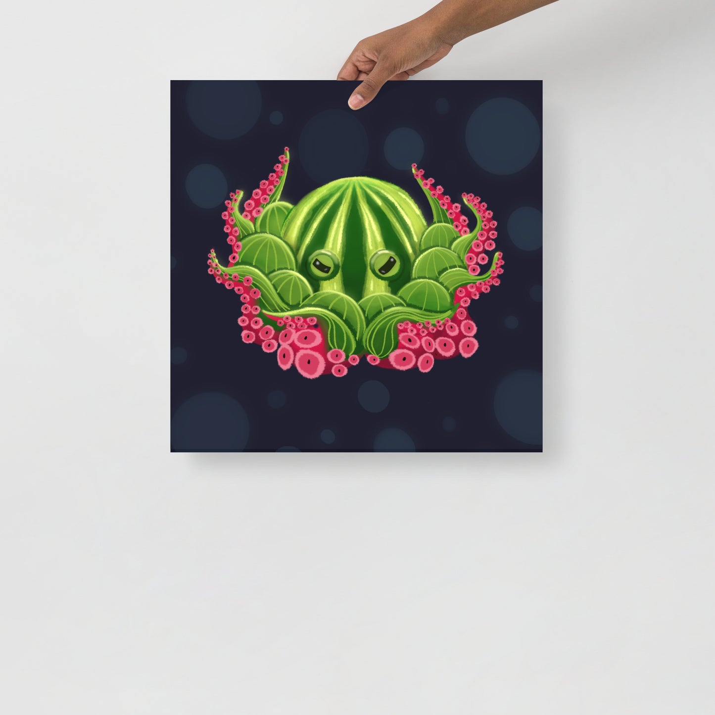 Watermelon Octopus Wall Art – Whimsical Kids’ Ocean Print for Nursery, Bedroom & Bathroom