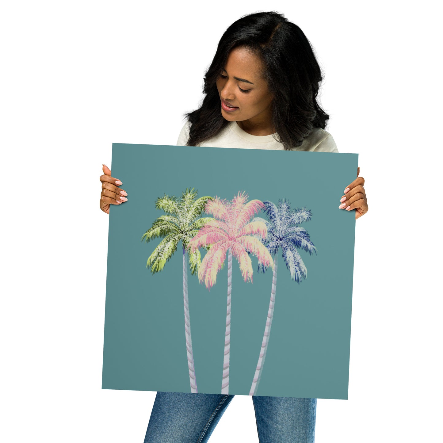 Pastel Palm Tree Wall Art Print | Tropical Coastal Décor
